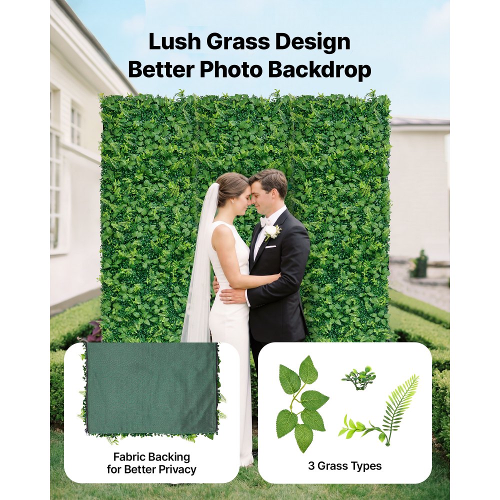 VEVOR Artificial Plant Wall, 4 PCS, Each Panel 2 x 8 ft Artificial Boxwood Panels, Sun Protection Greenery Backdrop