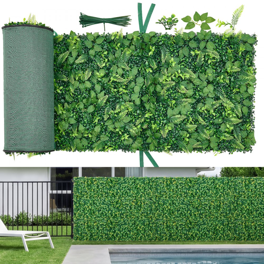 VEVOR Artificial Plant Wall, 4 PCS, Each Panel 2 x 8 ft Artificial Boxwood Panels, Sun Protection Greenery Backdrop