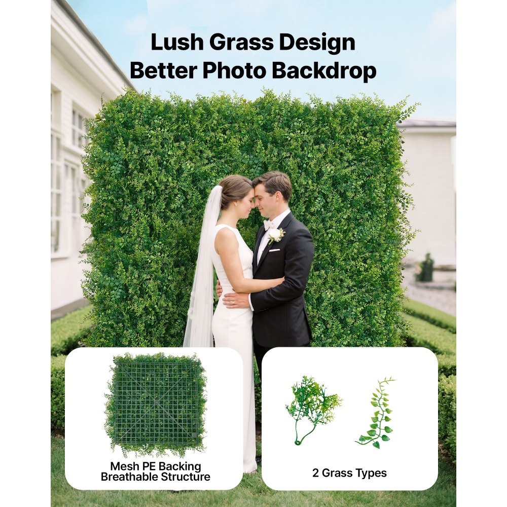 VEVOR Artificial Plant Wall, 12PCS 20 x 20 in Artificial Boxwood Panels, Sun Protection Greenery Backdrop Privacy Hedge