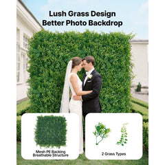 VEVOR Artificial Plant Wall, 12PCS 20 x 20 in Artificial Boxwood Panels, Sun Protection Greenery Backdrop Privacy Hedge