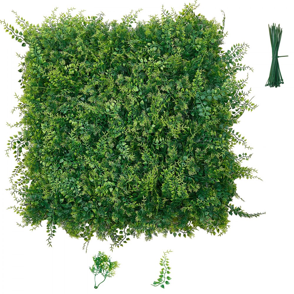 VEVOR Artificial Plant Wall, 12PCS 20 x 20 in Artificial Boxwood Panels, Sun Protection Greenery Backdrop Privacy Hedge