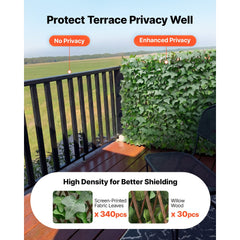 VEVOR Expandable Fence Privacy Screen, 25 x 126 in Expand Artificial Plant Wall, Realistic Artificial Ivy Panel with 50