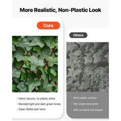 VEVOR Expandable Fence Privacy Screen, 25 x 126 in Expand Artificial Plant Wall, Realistic Artificial Ivy Panel with 50