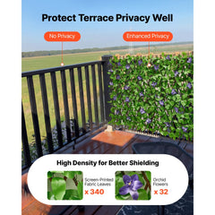 VEVOR Expandable Fence Privacy Screen, 25.5 x 122 in Expand Artificial Plant Wall, Realistic Artificial Ivy Panel with