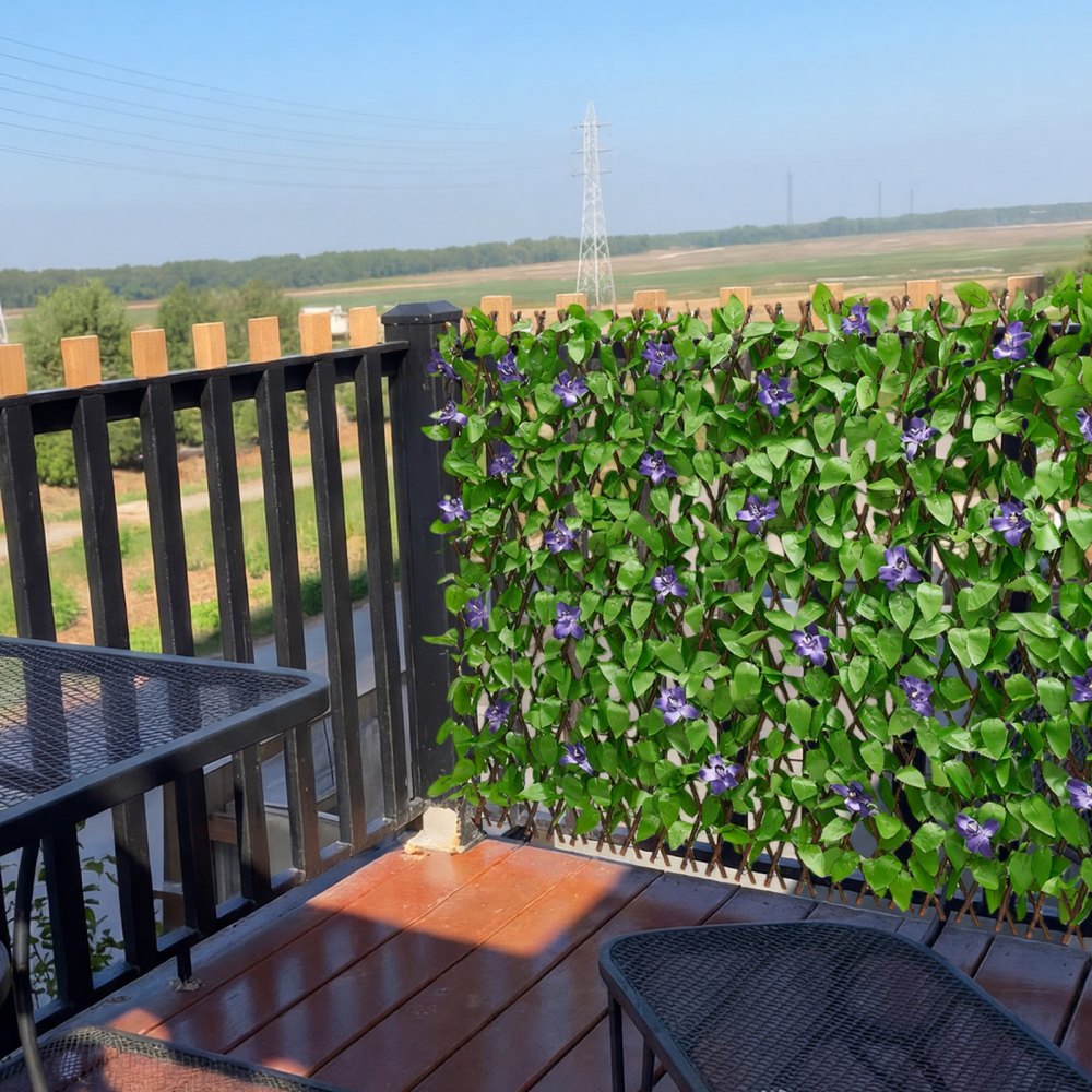 VEVOR Expandable Fence Privacy Screen, 25.5 x 122 in Expand Artificial Plant Wall, Realistic Artificial Ivy Panel with