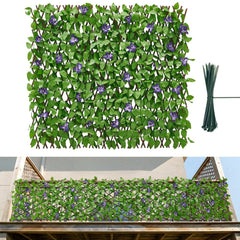 VEVOR Expandable Fence Privacy Screen, 25.5 x 122 in Expand Artificial Plant Wall, Realistic Artificial Ivy Panel with