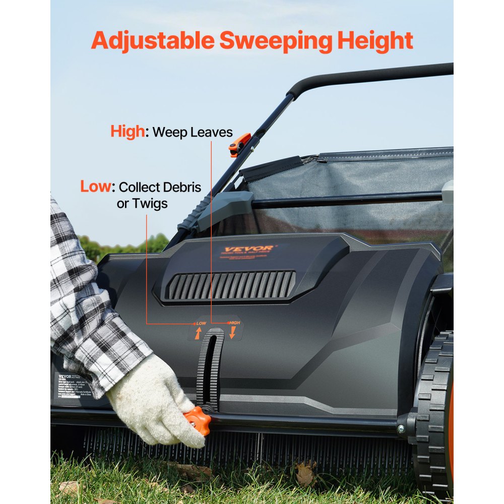VEVOR Push Lawn Sweeper, 21inch Leaf & Grass Collector, Strong Plastic Wheels & Heavy Duty Thickened Steel Durable to