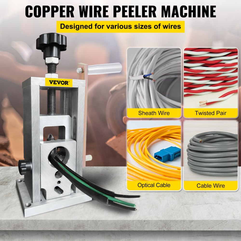 VEVOR Wire Stripping Machine, 0.06-1.57 inches Drill Powered, Manual Copper Stripper w Heat Treated Steel Ultra Long