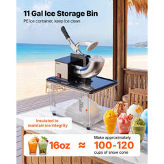 VEVOR Commercial Ice Crusher 661LBS/H, 350W Electric Snow Cone Machine with 4 Blades, 2000RPM Stainless Steel Shaved