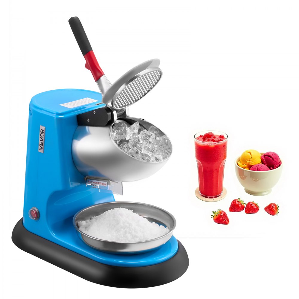 VEVOR Ice Crusher Machine, 220lbs Per Hour Electric 4 Blades Snow Cone Maker, Stainless Steel Shaved Ice Machine with