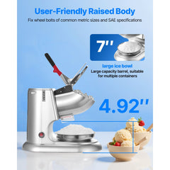 VEVOR Ice Crusher Machine, 220lbs Per Hour Electric 4 Blades Snow Cone Maker, Stainless Steel Shaved Ice Machine with