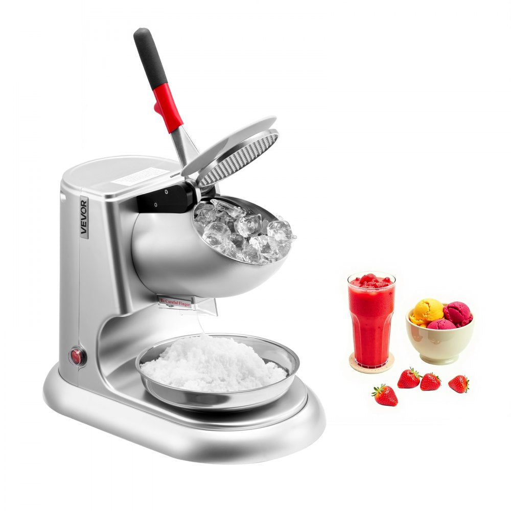 VEVOR Ice Crusher Machine, 220lbs Per Hour Electric 4 Blades Snow Cone Maker, Stainless Steel Shaved Ice Machine with