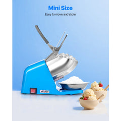 VEVOR Ice Crusher Machine, 286lbs Per Hour Electric 4 Blades Snow Cone Maker, Stainless Steel Shaved Ice Machine with