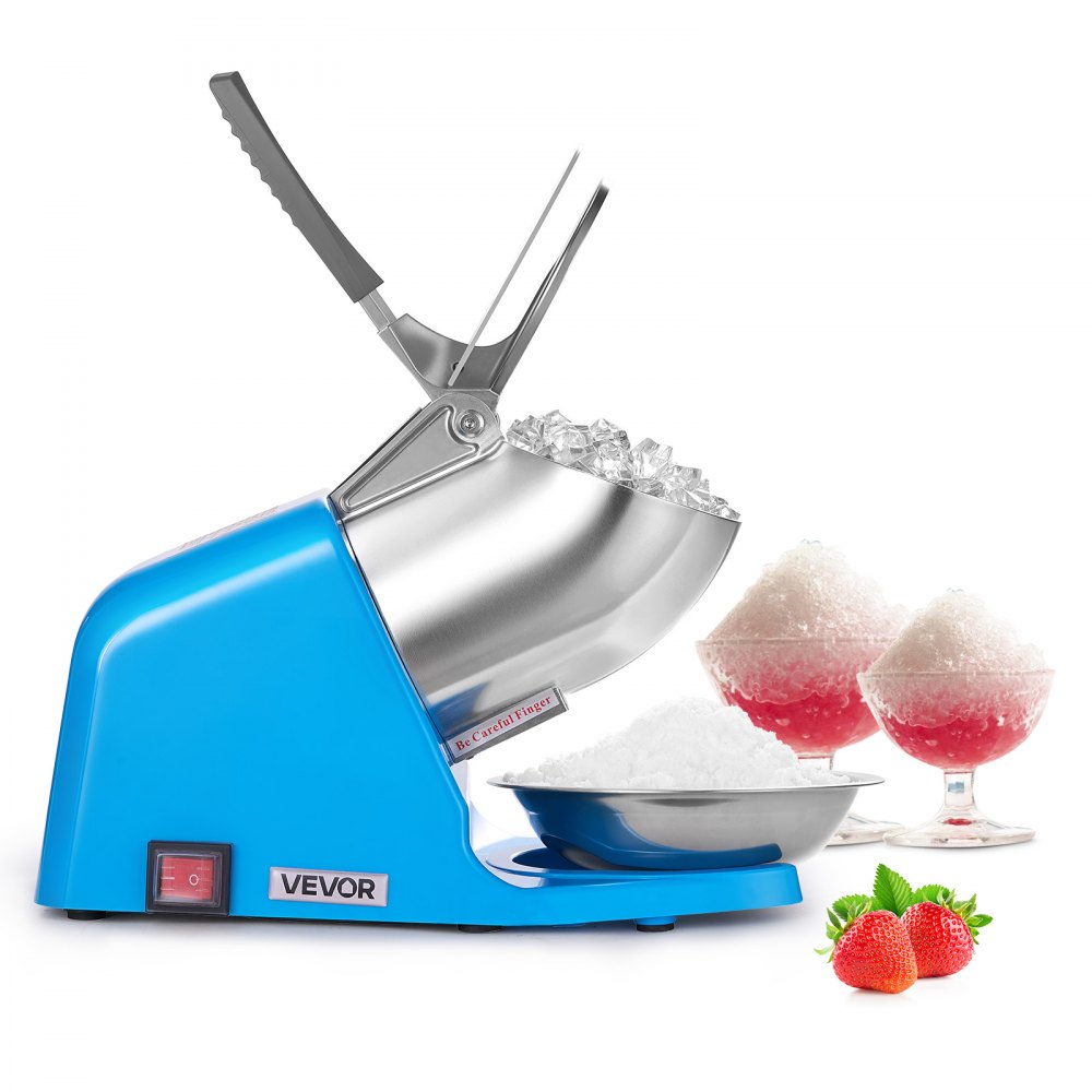 VEVOR Ice Crusher Machine, 286lbs Per Hour Electric 4 Blades Snow Cone Maker, Stainless Steel Shaved Ice Machine with