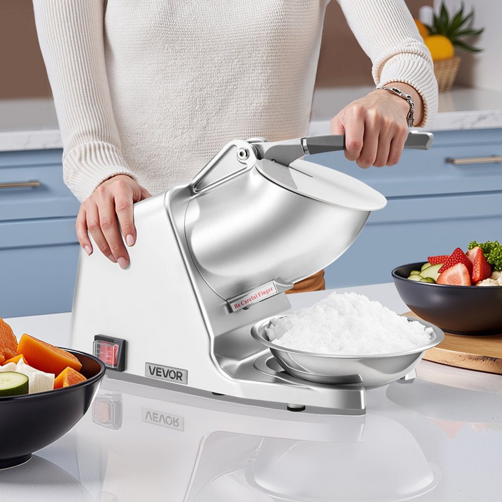 VEVOR Ice Crusher Machine, 286lbs Per Hour Electric 4 Blades Snow Cone Maker, Stainless Steel Shaved Ice Machine with