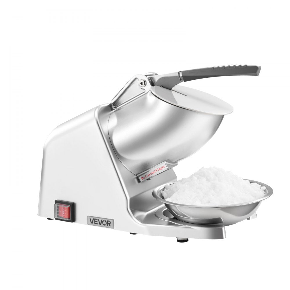 VEVOR Ice Crusher Machine, 286lbs Per Hour Electric 4 Blades Snow Cone Maker, Stainless Steel Shaved Ice Machine with