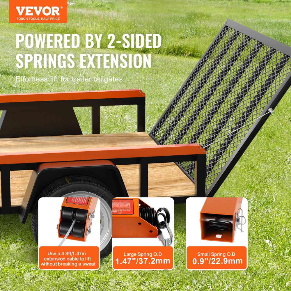 VEVOR 2-Sided Trailer Tailgate Lift Assist, 360 lbs Load Capacity, Compatible with Open Utility Trailer Tailgate and