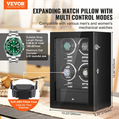 VEVOR Watch Winder, Watch Winder for 4 Men's and Women's Automatic Watches, with 4 Super Quiet Japanese Mabuchi Motors