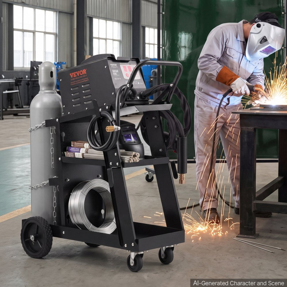VEVOR Welding Cart, 3-Tier Welder Cart Heavy Duty with 400 Lbs Weight Capacity, 360° Swivel Wheels, Tank Storage Safety