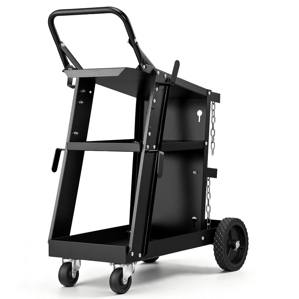 VEVOR Welding Cart, 3-Tier Welder Cart Heavy Duty with 400 Lbs Weight Capacity, 360° Swivel Wheels, Tank Storage Safety
