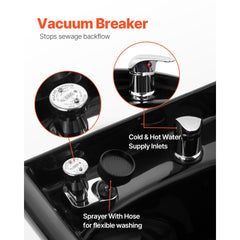 VEVOR Shampoo Bowl, ABS Plastic Shampoo Sink for Salons and Home, Easy to Clean and Install Salon Shampoo Bowls for
