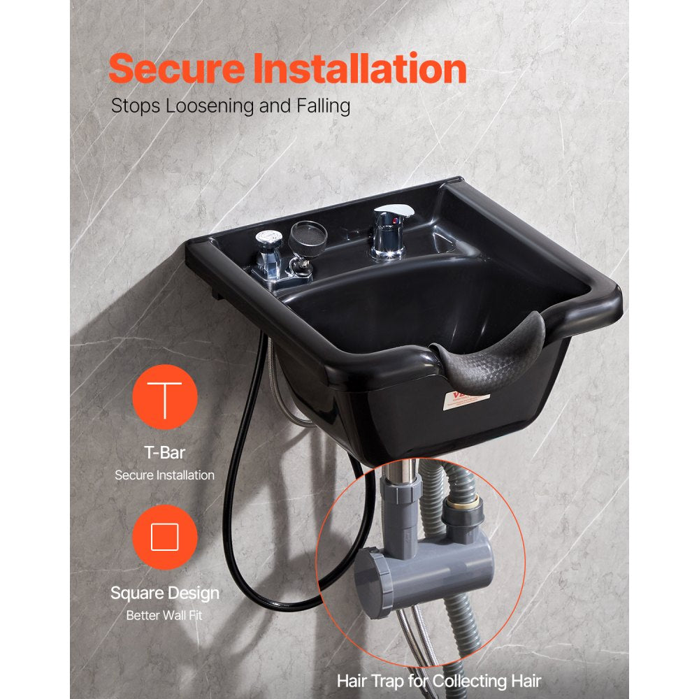 VEVOR Shampoo Bowl, ABS Plastic Shampoo Sink for Salons and Home, Easy to Clean and Install Salon Shampoo Bowls for