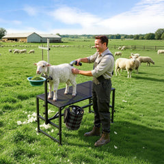 VEVOR Goat Milking Stand, 600 lbs Heavy Duty Goat Stand with Feed Bin, Adjustable Headpiece & Tool Basket, Stanchion