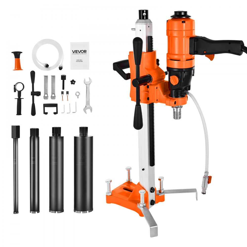 VEVOR Diamond Core Drilling Machine, 8 in Drilling Diameter, 2-in-1 Handheld & Stand-Mount Dry and Wet Concrete Core