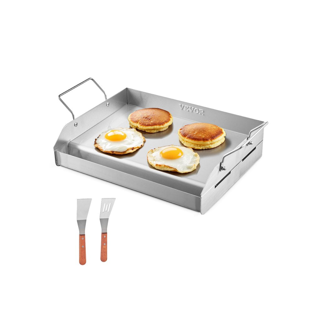 VEVOR Stainless Steel Griddle, 17x13 inch Universal Flat Top Rectangular Plate, Gas Grill Griddle for BBQ Grill