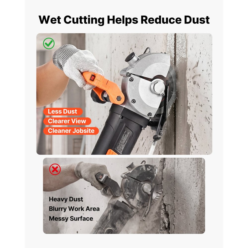 VEVOR Wall Chaser, 4800W Electric Wall Groove Cutting Machine, 6800 RPM Max Speed, Concrete Slotting Cutter with Guide