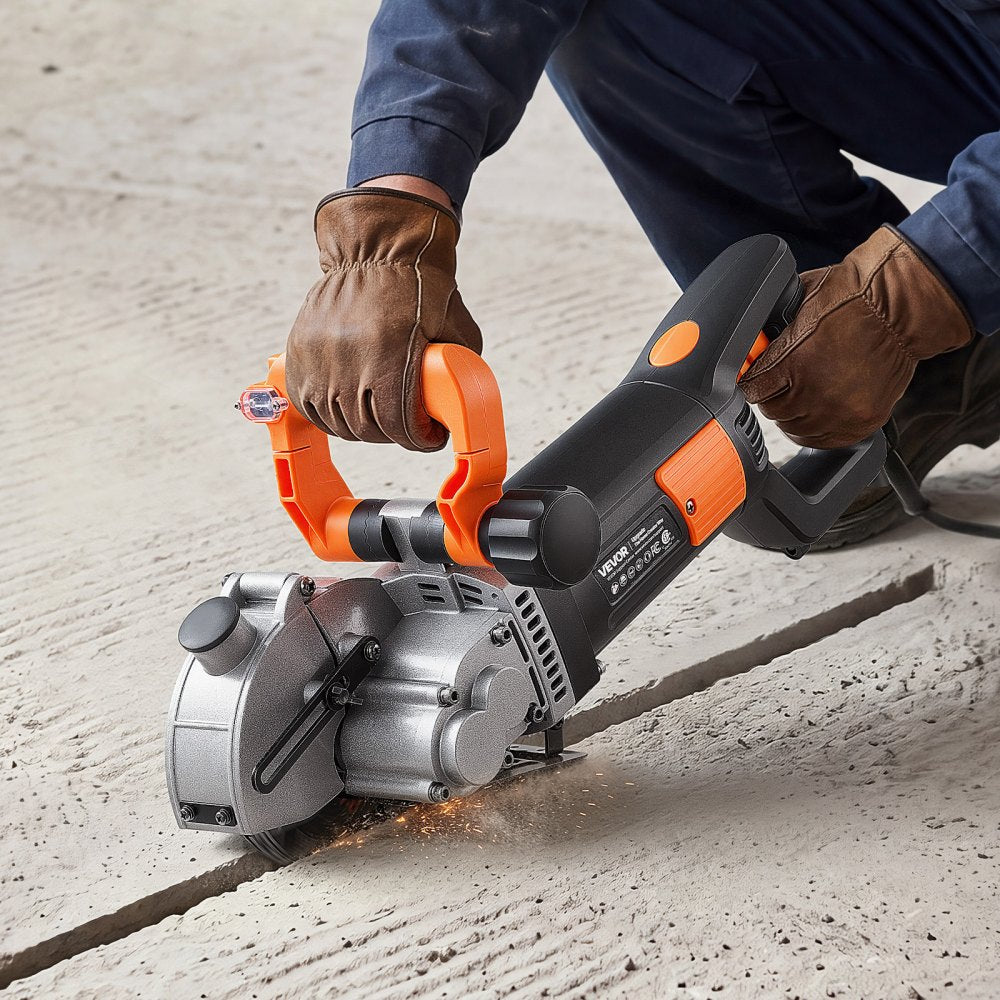 VEVOR Wall Chaser, 4800W Electric Wall Groove Cutting Machine, 6800 RPM Max Speed, Concrete Slotting Cutter with Guide