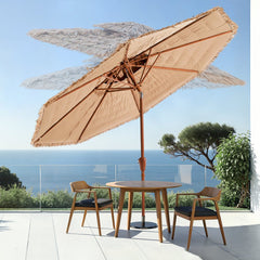 VEVOR Tiki Umbrella, 9 ft Thatched Patio Umbrella with Tilt, 2-Tier Hawaiian Style Beach Parasol with PP Thatch and 8