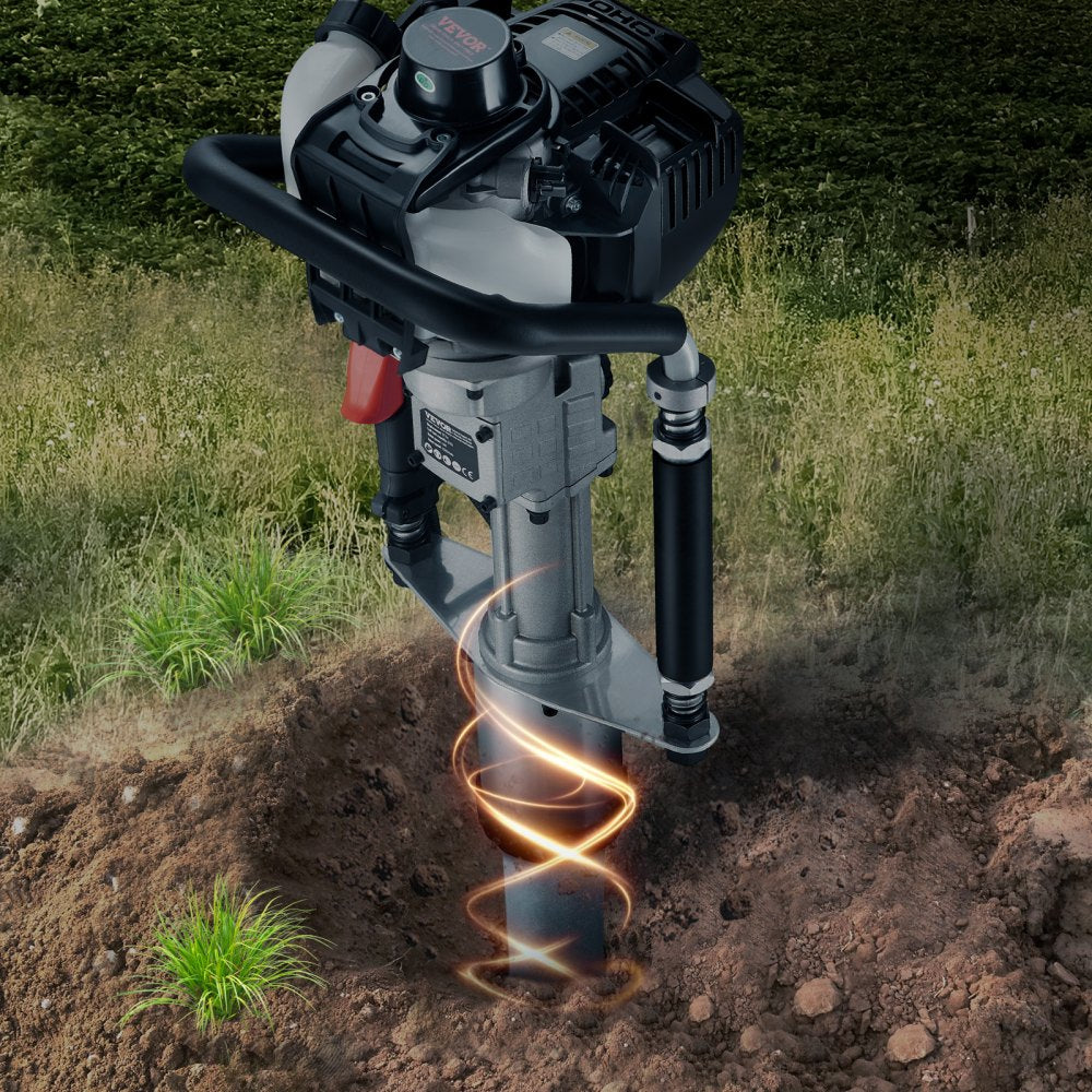 VEVOR 37.77cc Gas-Powered T Post Driver, 4-Stroke Engine Gasoline Fence Piling Pounder, with 3 Post Driving