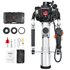 VEVOR 37.77cc Gas-Powered T Post Driver, 4-Stroke Engine Gasoline Fence Piling Pounder, with 3 Post Driving