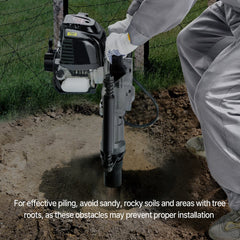 VEVOR 37.77cc Gas-Powered T Post Driver, 4-Stroke Engine Gasoline Fence Piling Pounder, with 2 Post Driving Head(55/70