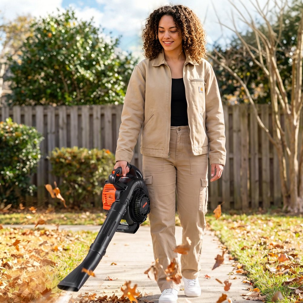 VEVOR Gas Leaf Blower, 25.4CC 4-Stroke Gas Powered Handheld Leaf Blower with 0.75L Fuel Tank, 340 CFM Air Volume, 130