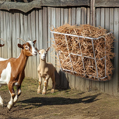 VEVOR Livestock Hay Feeder, 18.5 Gallons Large Capacity, Heavy-Duty Steel Goat Hay Rack, 24.4" Long Wall Mounted Horse