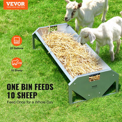 VEVOR Livestock Feeding Trough, 22 Gallon Capacity, 45" Hay Feeder, Heavy Duty Steel Livestock Trough, Galvanized Steel