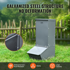VEVOR Hog Feeder, 2.2 Bushel Capacity, Single Door Pig Feeder, Heavy Duty Steel Piglets Feeder, Multipurpose Trough