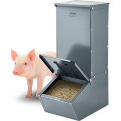 VEVOR Hog Feeder, 2.2 Bushel Capacity, Single Door Pig Feeder, Heavy Duty Steel Piglets Feeder, Multipurpose Trough