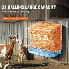 VEVOR Goat Hay Feeder, 21 Gallons Large Capacity, 2 in 1 Hay and Grain Feeder, Wall Mounted Livestock Feeder with Feed