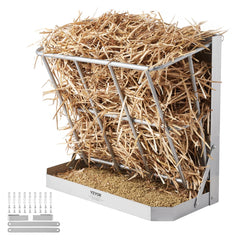 VEVOR Goat Hay Feeder, 21 Gallons Large Capacity, 2 in 1 Hay and Grain Feeder, Wall Mounted Livestock Feeder with Feed