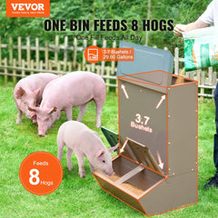 VEVOR Hog Feeder, 3.7 Bushel Capacity, Double Door Pig Feeder, Heavy Duty Steel Piglets Feeder, Multipurpose Trough