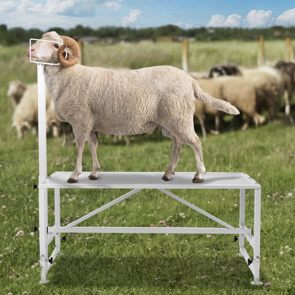 VEVOR Goat & Sheep Stand, 47x23 inch Livestock Stand, Metal Livestock Milking and Shearing Stand 21" to 33" Adjustable