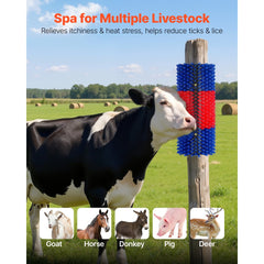 VEVOR Livestock Scratching Brush, 2PCS Goat Scratcher Brush Post with 8 Screws, 16.9" x 7.5" Cow Scratcher for Back