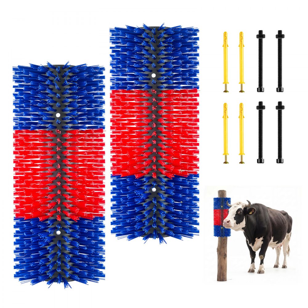 VEVOR Livestock Scratching Brush, 2PCS Goat Scratcher Brush Post with 8 Screws, 16.9" x 7.5" Cow Scratcher for Back