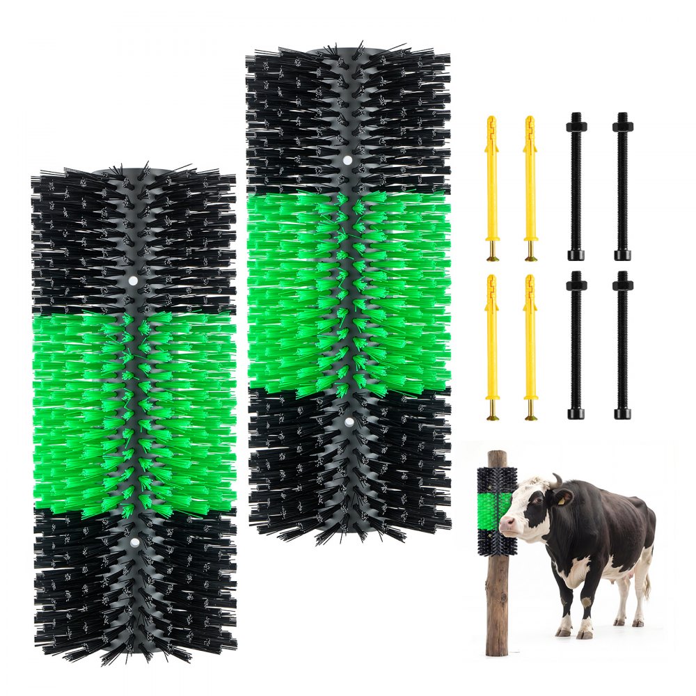 VEVOR Livestock Scratching Brush, 2PCS Goat Scratcher Brush Post with 8 Screws, 16.9" x 7.5" Cow Scratcher for Back
