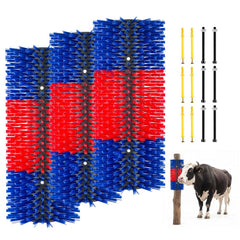 VEVOR Livestock Scratching Brush, 3PCS Goat Scratcher Brush Post with 12 Screws, 16.9" x 7.5" Cow Scratcher for Back