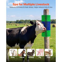 VEVOR Livestock Scratching Brush, 2PCS Goat Scratcher Brush Post with 8 Screws, 16.9" x 7.5" Cow Scratcher for Back
