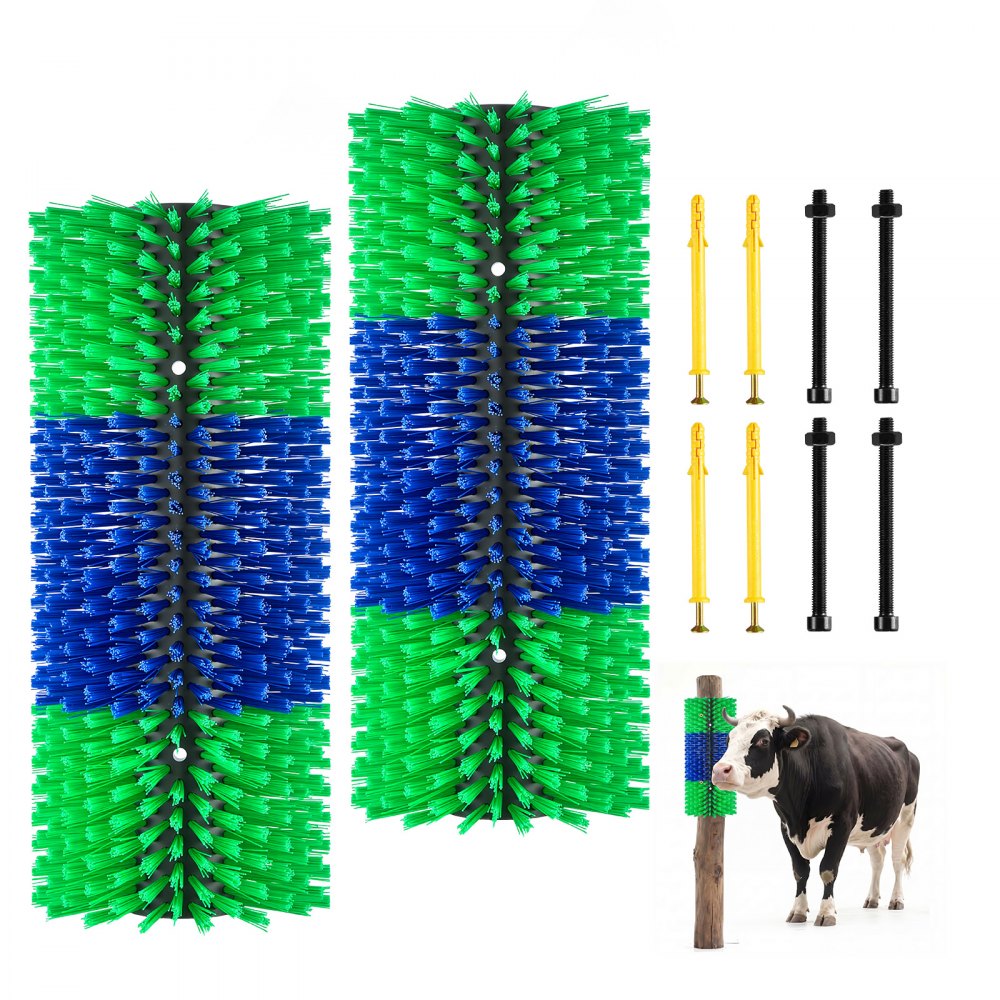VEVOR Livestock Scratching Brush, 2PCS Goat Scratcher Brush Post with 8 Screws, 16.9" x 7.5" Cow Scratcher for Back